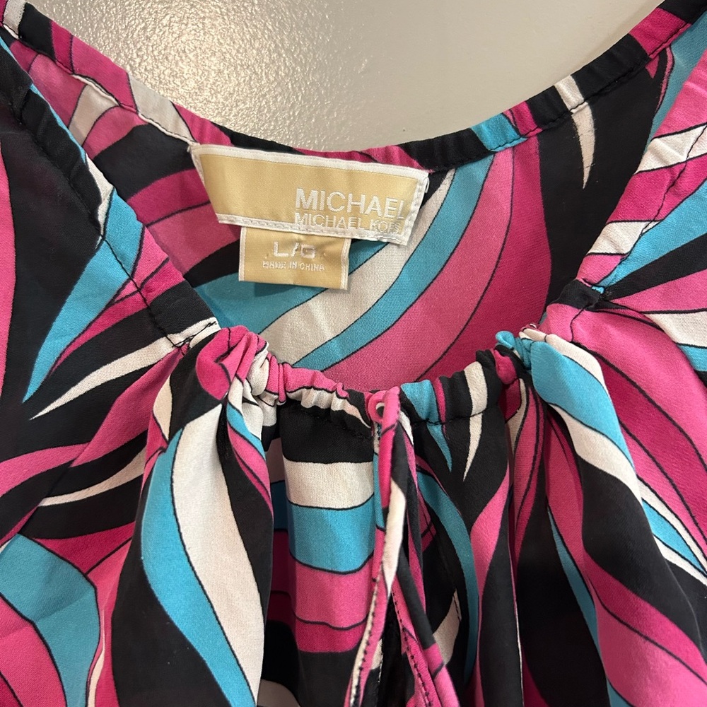 MICHAEL Michael Kors Pink and Blue Swirl Blouse - Picture 4 of 5